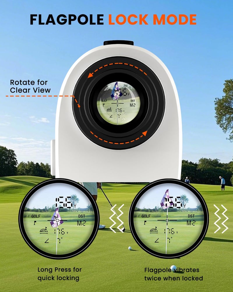 HENYU Golf Rangefinder with Slope - 1200 Yard Laser Range Finder for Golfing & Hunting, High-Precision Flag Locking Vibration, 7X Magnification, USB-C Rechargeable, Built-in Magnetic Strip - Image 4