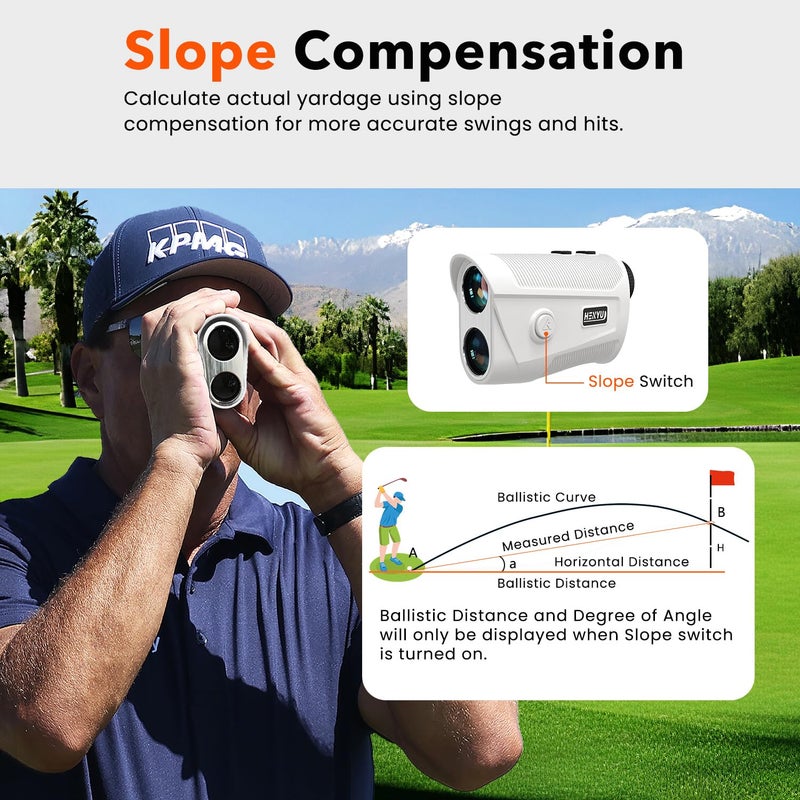 HENYU Golf Rangefinder with Slope - 1200 Yard Laser Range Finder for Golfing & Hunting, High-Precision Flag Locking Vibration, 7X Magnification, USB-C Rechargeable, Built-in Magnetic Strip - Image 3