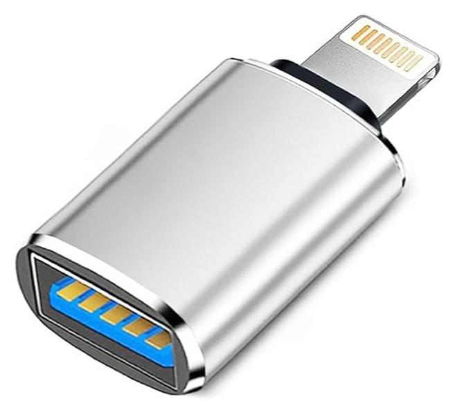 كابل محول من Lightning Male إلى USB 3.0 Female لهاتف iPhone 14 13 12 11 Xr X XS 8 7 Plus Max متوافق مع iPad Air Pro Mini (فضي) - Image 1