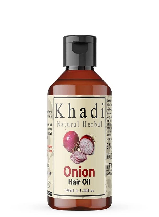 خادي ناتشورال هربال زيت البصل الأحمر الطبيعي العشبي الطبيعي لنمو الشعر من خادي (عبوة من 1) 100ml - Image 1