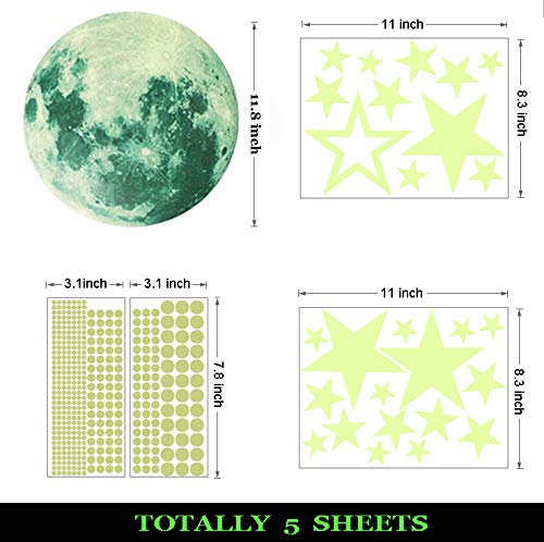 Homics Glow in The Dark Moon and Stars for Ceiling Nursery Wall Decals Stickers Luminous at Night for Kids Bedding Room - Image 4