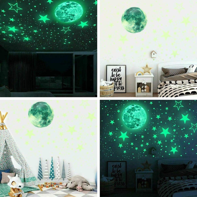 Homics Glow in The Dark Moon and Stars for Ceiling Nursery Wall Decals Stickers Luminous at Night for Kids Bedding Room - Image 3