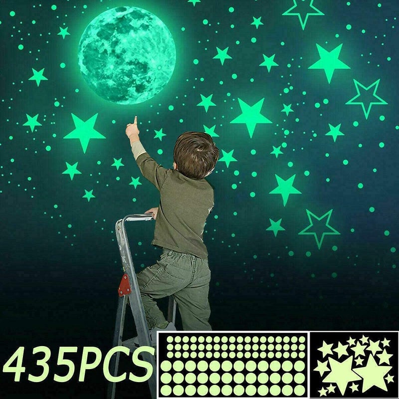 Homics Glow in The Dark Moon and Stars for Ceiling Nursery Wall Decals Stickers Luminous at Night for Kids Bedding Room - Image 2