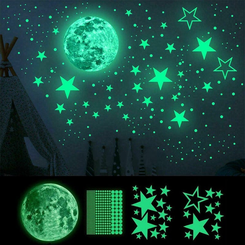 Homics Glow in The Dark Moon and Stars for Ceiling Nursery Wall Decals Stickers Luminous at Night for Kids Bedding Room - Image 1