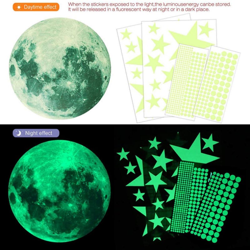 Homics Glow in The Dark Moon and Stars for Ceiling Nursery Wall Decals Stickers Luminous at Night for Kids Bedding Room - Image 5