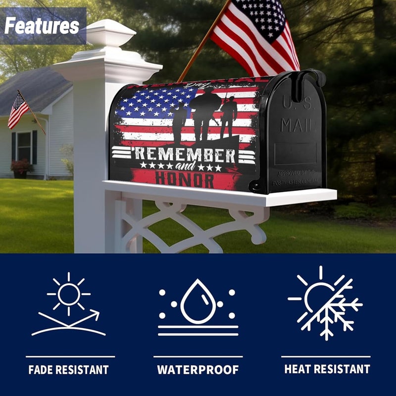 Identiy Mailbox Covers Magnetic Standard Size,American Veterans Day Remember and Honor Magnetic Mailbox Covers for Holiday Yard Decor 18"x21" - Image 3