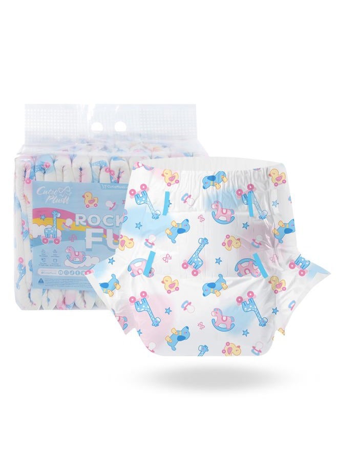 CutiePlusU Adult Diapers 10 Pieces,Rocking Fun Disposable Incontinence Briefs with Tabs for Women and Men, Maximum Overnight Absorbency(Large 37"-47") - Image 1