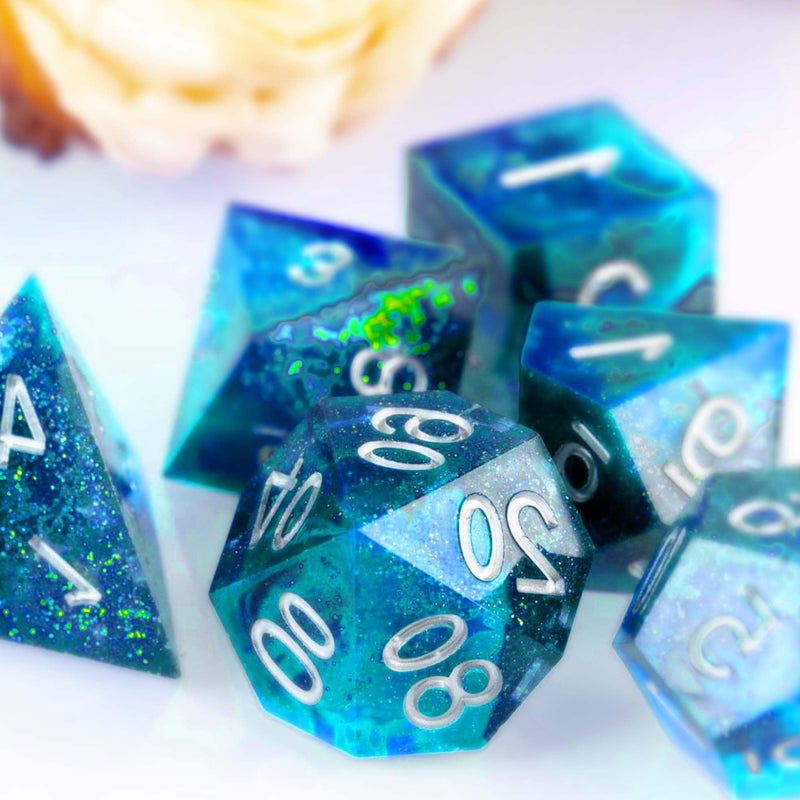 Juome Dice Resin Molds Silicone, DND Dice Silicone Molds for Epoxy Resin Casting with 7 Standard Stereoscopic Dice Cavities, Resin Mold for DIY Dices Making, Table Board Game Dice Lovers Gift - Image 2