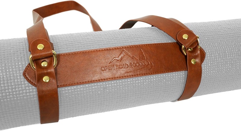 Open Road Goods Vegan Leather Yoga Mat Carrier Sling/Adjustable Blanket Strap/Faux Leather Bedroll Straps - Image 3