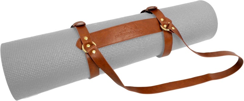 Open Road Goods Vegan Leather Yoga Mat Carrier Sling/Adjustable Blanket Strap/Faux Leather Bedroll Straps - Image 5
