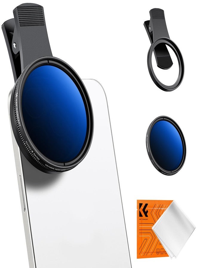 K&F Concept 52mm Clip-on ND2-400 Phone Camera Lens Filter Kit, Adjustable Neutral Density Filter Compatible with iPhone 16 15 14 13 12 11 - Image 1