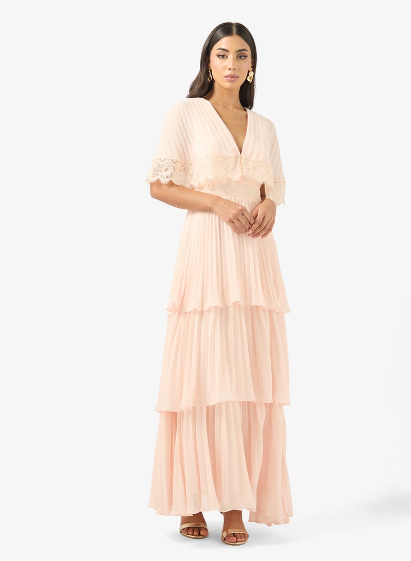 True Decadence V-Neck Ruffle Maxi Dress - Image 1