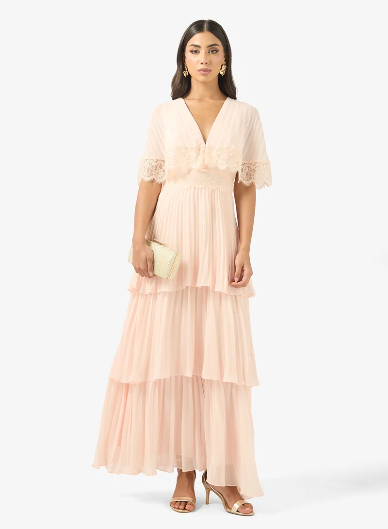 True Decadence  V-Neck Ruffle Maxi Dress for Women | Best Price UAE