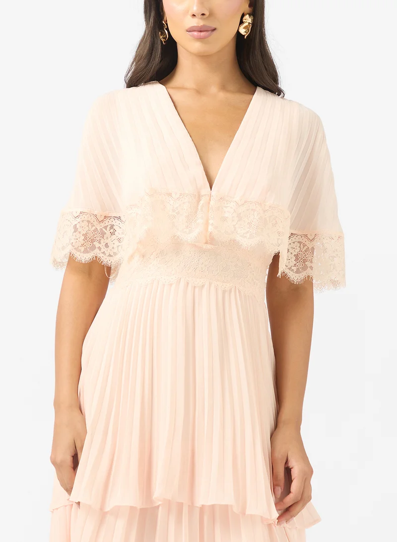 True Decadence  V-Neck Ruffle Maxi Dress for Women | Best Price UAE
