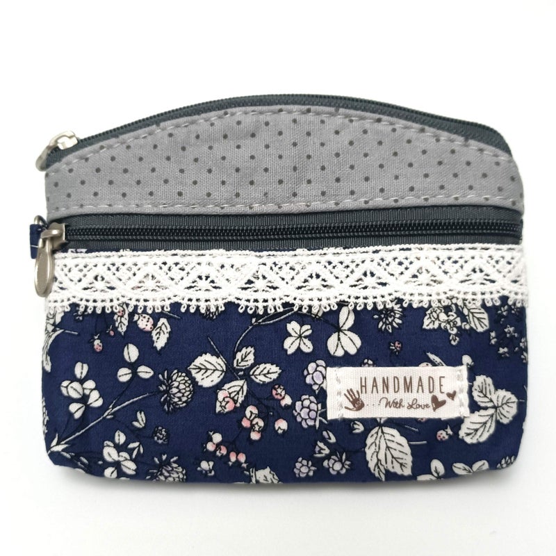YHmyok Coin Purse for Women Cute Small Wallets Change Purse Coin Pouch (grey blue) - Image 1