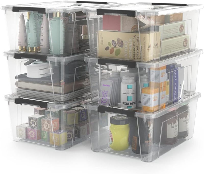 WYT Clear Storage Latch Bins, 6-Pack Storage Organizer Box with Handle and Lids, 5-Litre - Image 1