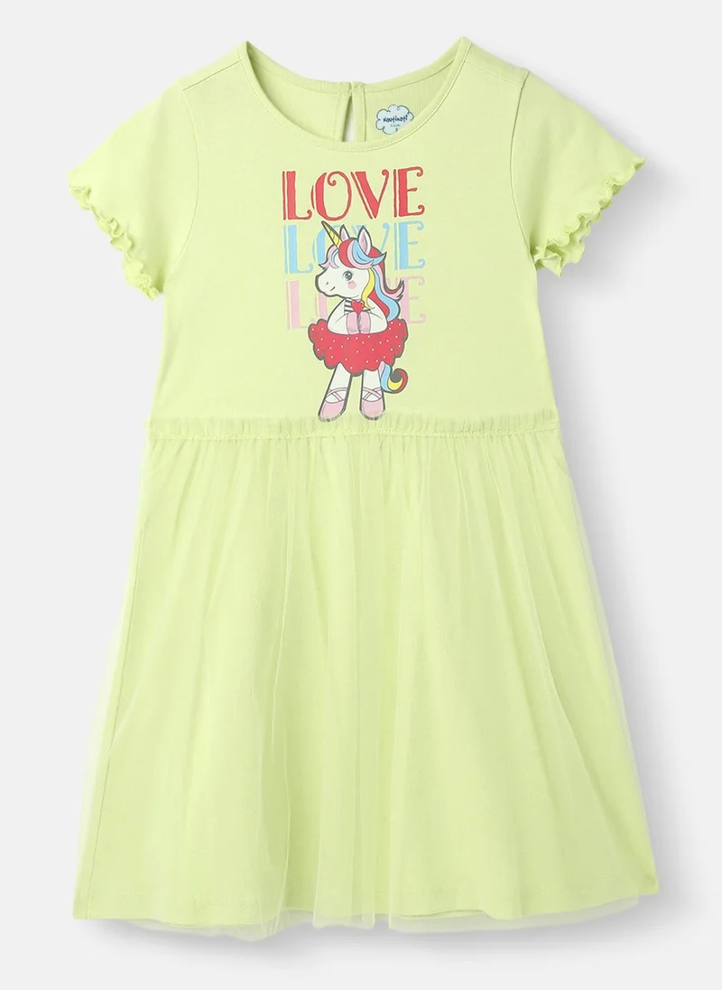 نوتيناتي فستان بناتي محبوك ومنسوج بطبعة جرافيك من التول للأعمار من  إلى  سنوات