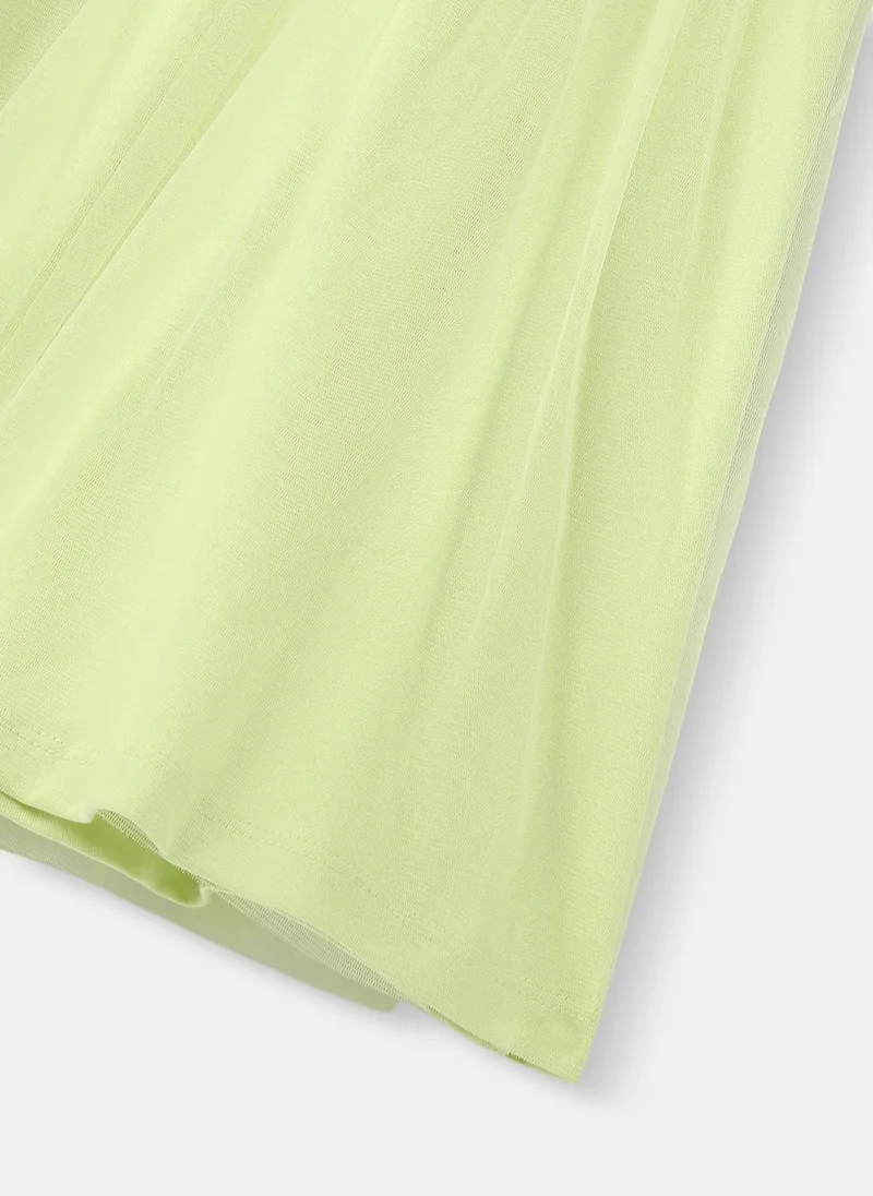 Nautinati lime green Girls’ Knit and Woven Frock |Graphic Printed Tulle Dress| 2-10 Years for Women | Best Price UAE