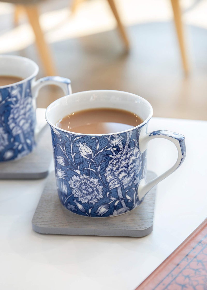 Va V&A Coffee and Tea Mugs, Porcelain Bone China Mug, William Morris Wild Tulip Design, 300ml, Set of 2, Gift Boxed - Image 4