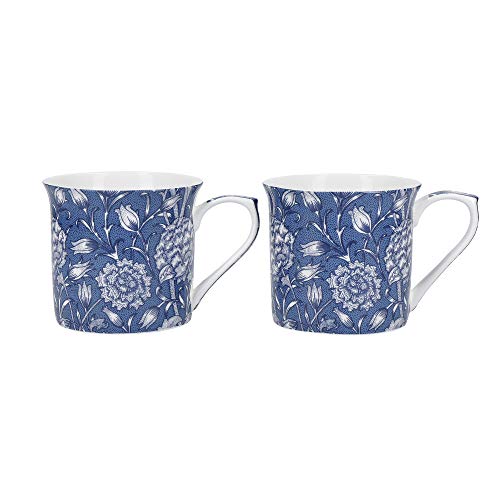 Va V&A Coffee and Tea Mugs, Porcelain Bone China Mug, William Morris Wild Tulip Design, 300ml, Set of 2, Gift Boxed - Image 1