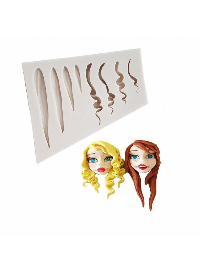Fewo Girl Doll Hair Silicone Clay Mold Woman Hair Fondant Mould Cake Decorating Tools Gumpaste Polymer Clay Crafting - Image 1
