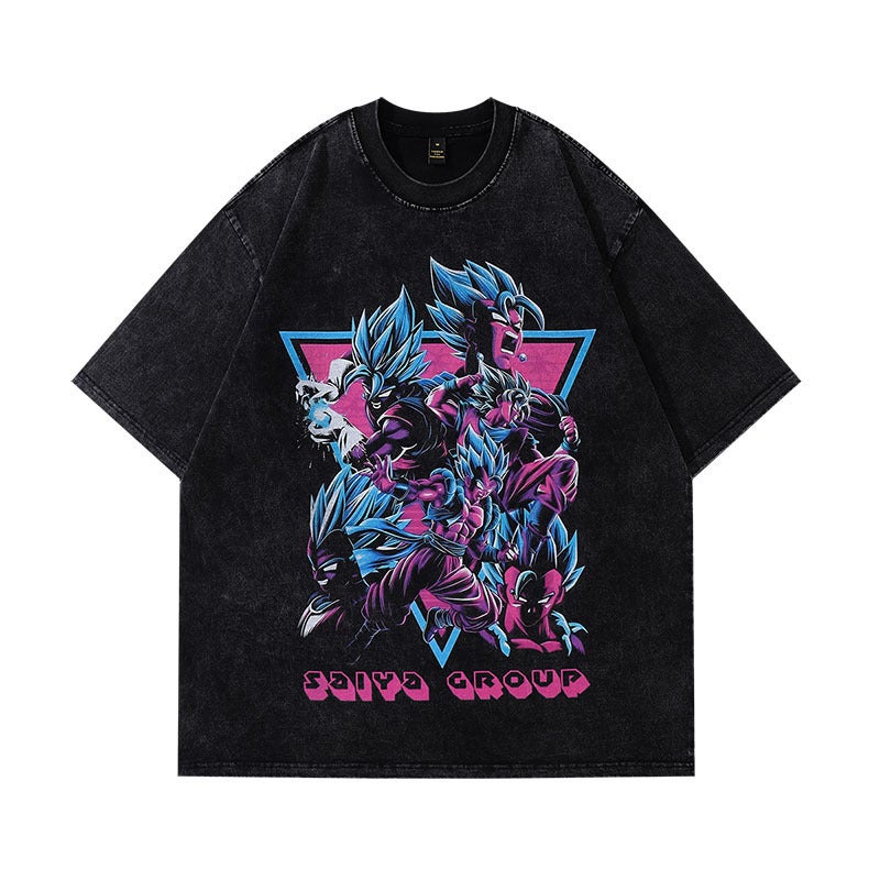 Tkpa Washed 230G Heavy Japanese Animation Printed Short Sleeve T-Shirt Men'S And Women'S Hip Hop Street Half Sleeve Tee-Shirt - Image 1