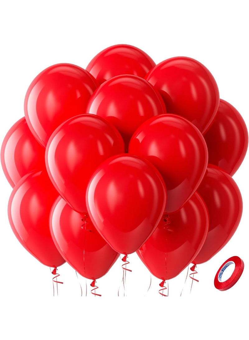 Red Balloons Latex Party Balloons – 100 Pack, 12 inch Round Helium Red Balloons for Wedding, Anniversary, Birthday, Valentine's, 4th of July, Independence Day, Memorial Day, Patriotic Party Decorations - Image 1