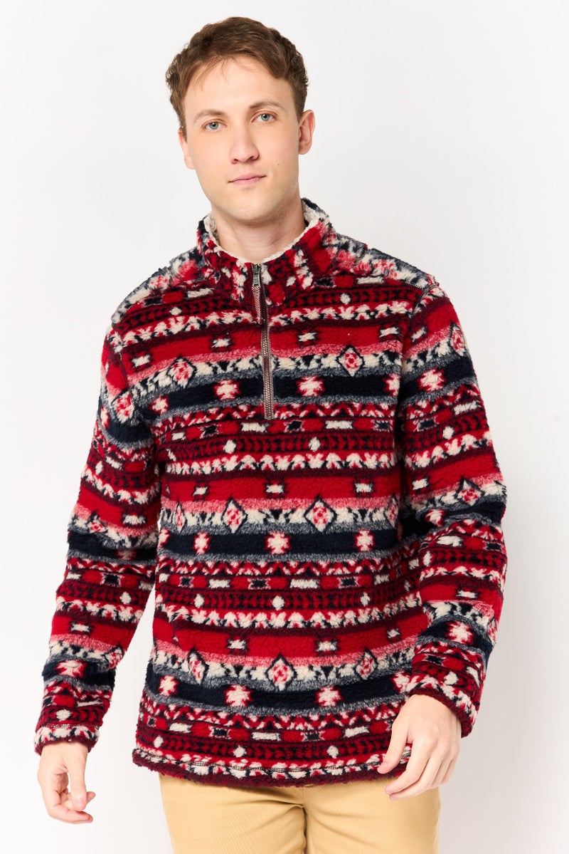 TRUE GRIT Men Mock Neck Allover Print Long Sleeves Sweatshirt, Mutlicolor - Image 1