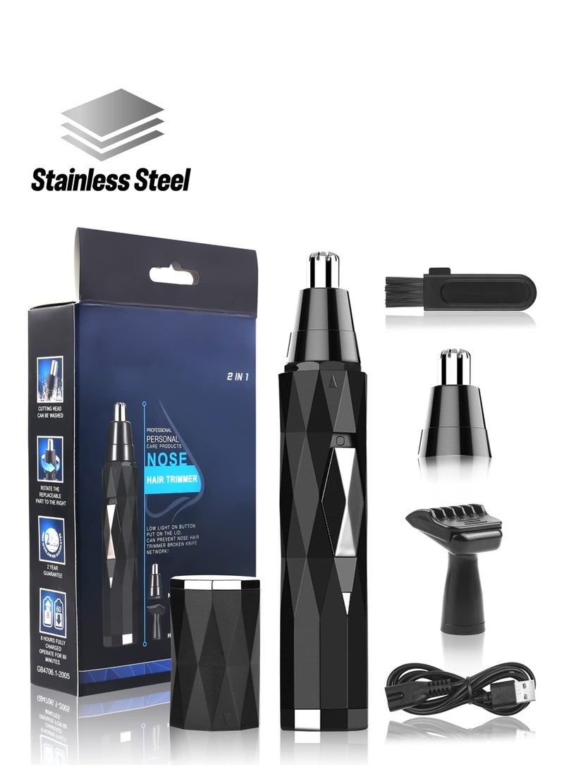 SOLARAE Nose Hair Trimmer for Men 2-in-1 Painless Nasal and Ear Hair Trimmer Clipper USB Rechargeable Facial Hair Trimmer Lightweight Detail Trimmer - Image 1