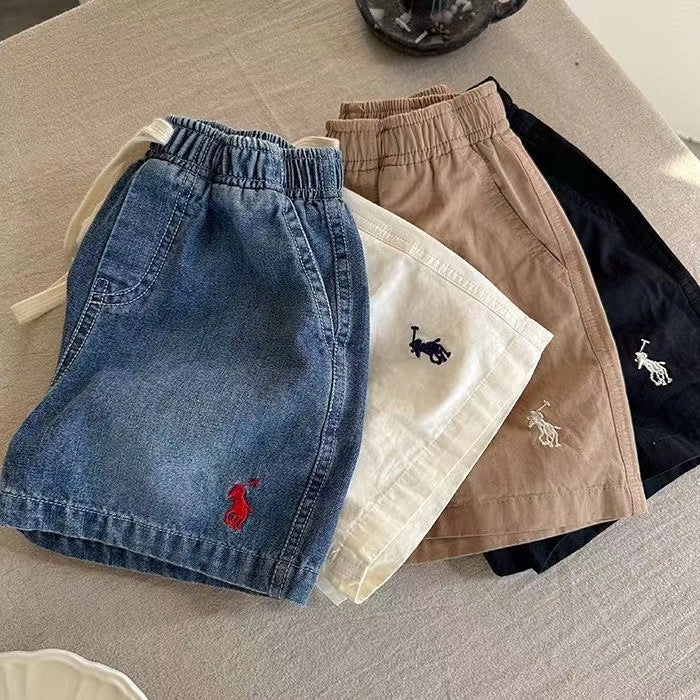 Children'S Denim Shorts Boys' Pants Thin Five-Point Pants Breathable Baby Solid Color Trendy All-Match Pants - Image 2