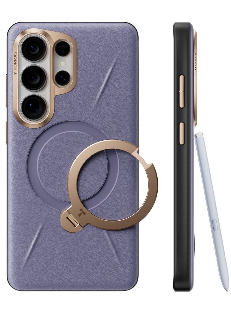 Ostand Q3  VegSkin Spin Series Case for Samsung Galaxy S26 Ultra, Leather, 360 Magnetic Stand, Fit for MagSafe, Premium Organic Silicone Leather Case, Dark Purple - Image 2