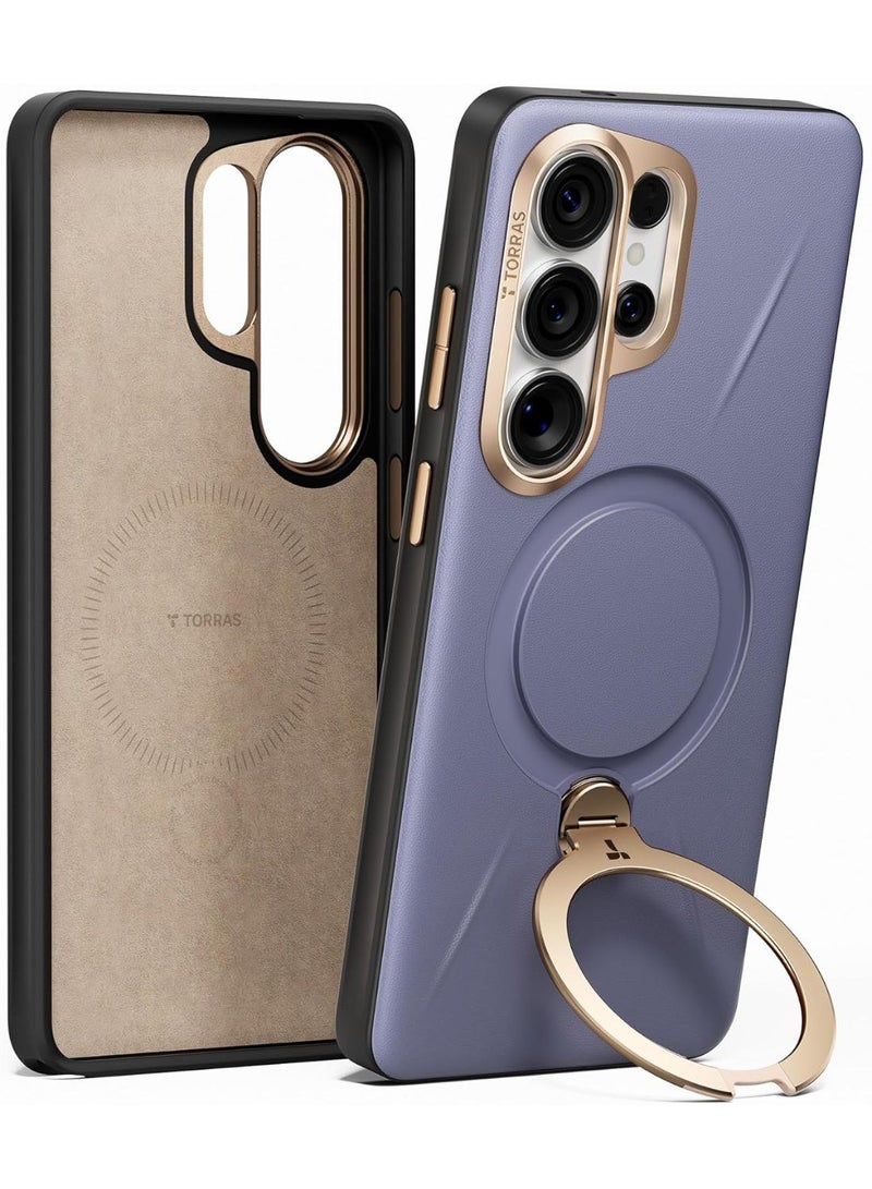 Ostand Q3  VegSkin Spin Series Case for Samsung Galaxy S26 Ultra, Leather, 360 Magnetic Stand, Fit for MagSafe, Premium Organic Silicone Leather Case, Dark Purple - Image 3