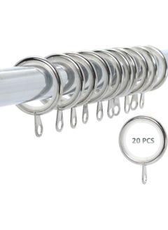 AL WADI FURNITURE Al Wadi Furniture Heavy Quality Plastic Curtain Rings, Standard Size 3.5 cm Diameter for Any 2.5 cm Curtain Rod/Pipe, Provision to Insert a Hook at The end of The Ring, Colour Silver Glossy, 20 Pieces  - Image 1