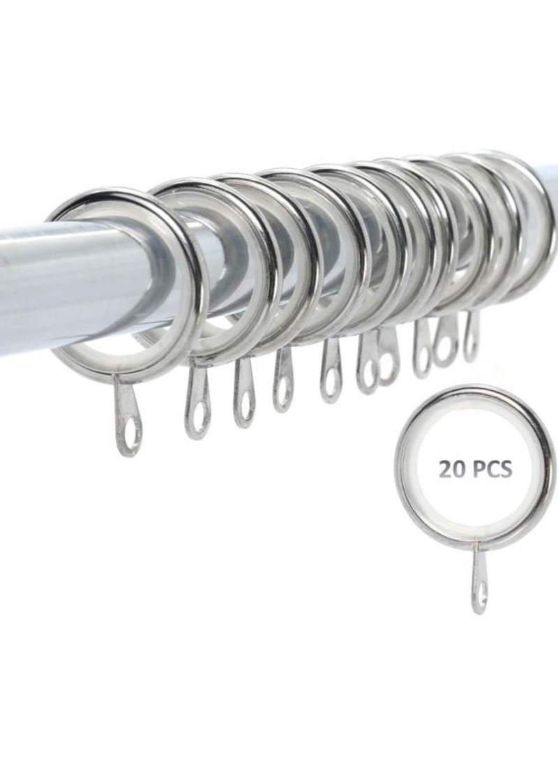 AL WADI FURNITURE Al Wadi Furniture Heavy Quality Plastic Curtain Rings, Standard Size 3.5 cm Diameter for Any 2.5 cm Curtain Rod/Pipe, Provision to Insert a Hook at The end of The Ring, Colour Silver Glossy, 20 Pieces  - Image 1