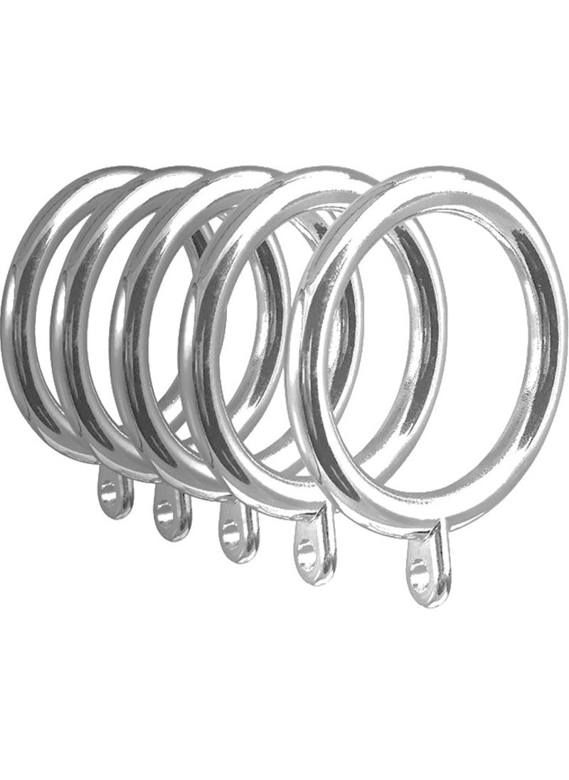 AL WADI FURNITURE Al Wadi Furniture Heavy Quality Plastic Curtain Rings, Standard Size 3.5 cm Diameter for Any 2.5 cm Curtain Rod/Pipe, Provision to Insert a Hook at The end of The Ring, Colour Silver Glossy, 20 Pieces  - Image 2