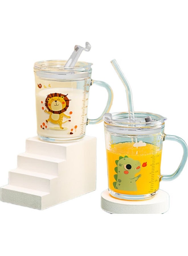 Btif Home Water Cup, Children'S Milk Cup With Straw, Glass Cup With Scale, Cup For Mixing Milk Powder, Baby'S Milk Drinking Cup - Image 2