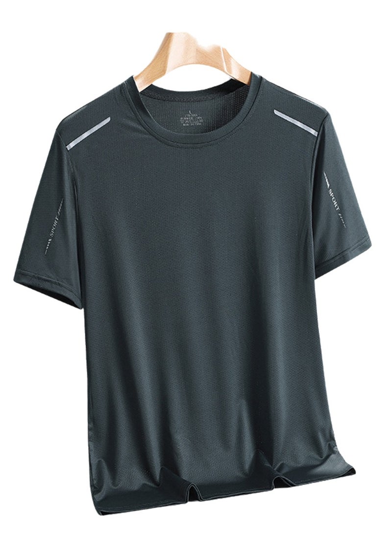 Ice silk T-shirt men's quick-drying short-sleeved T-shirt summer high-elastic ice-feel breathable trendy top - Image 1
