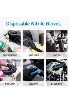 Zalcoon Zalcoon Nitrile Exam Disposable Gloves, Black, Powder Free, Latex Free, Best for Restaurant, Saloon, Kitchen, Cleaning, Food Prep (1 Pack x 100 Pieces)  - Image 2