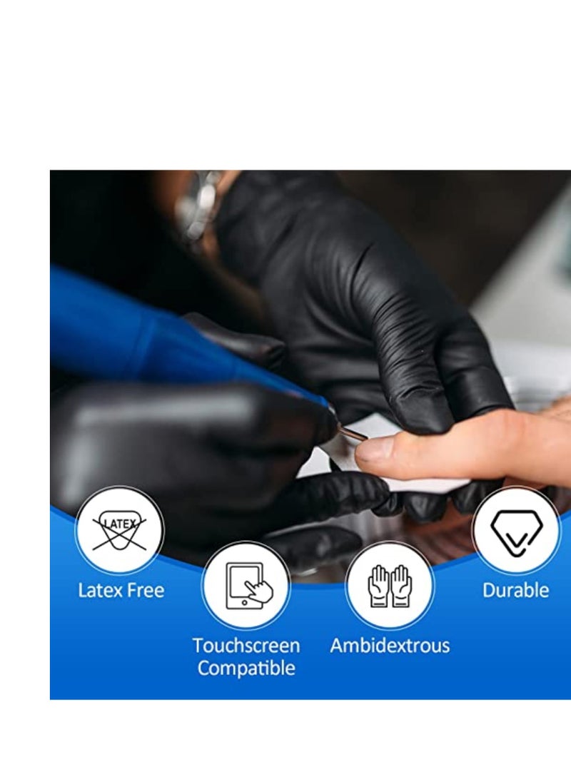 Zalcoon - Zalcoon Nitrile Exam Disposable Gloves, Black, Powder Free, Latex Free, Best for Restaurant, Saloon, Kitchen, Cleaning, Food Prep (1 Pack x 100 Pieces) - Image 1