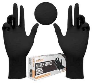 Nitrile Exam Disposable Gloves, Black, Powder Free, Latex Free, Best for Restaurant, Saloon, Kitchen, Cleaning, Food Prep (1 Pack x 100 Pieces)