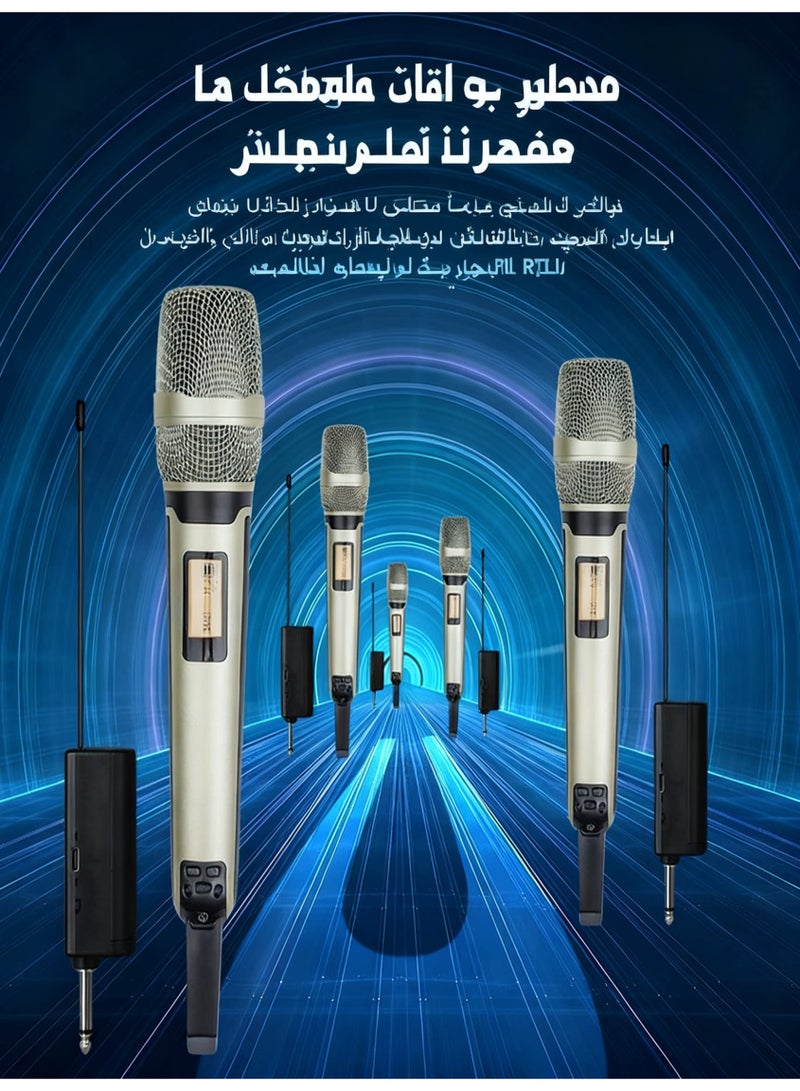 نظام الميكروفون اللاسلكي الاحترافي ZFSZ SKM9000 ثنائي التردد UHF مع ترددات قابلة للتعديل، ومستقبل قابل لإعادة الشحن، وميكروفون بشبكة معدنية، مخصص للكاريوكي والمناسبات والكنائس - Image 4