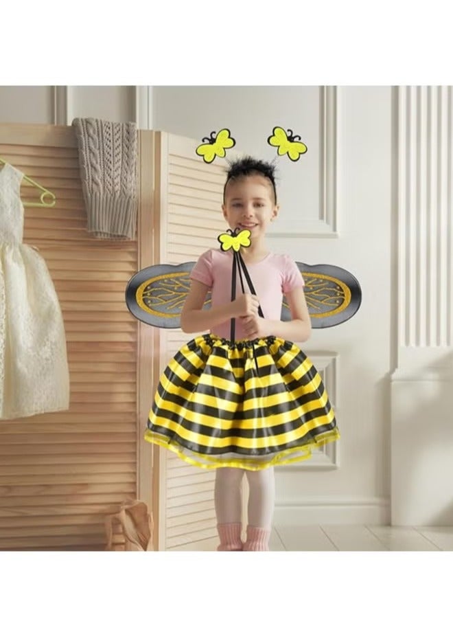 4 Piece Bee Costume with Wings, Headband, Skirt and Wand Skirt Costume  - Image 3
