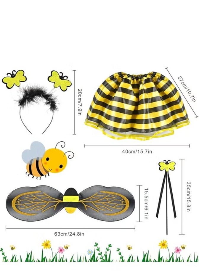 4 Piece Bee Costume with Wings, Headband, Skirt and Wand Skirt Costume  - Image 4