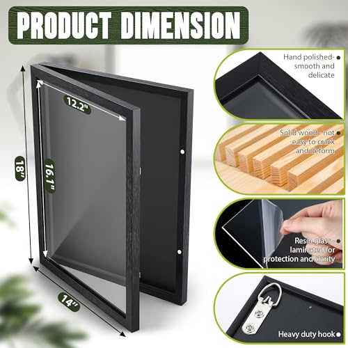 Dunkive 1 Pack T Shirt Display Frame, Bigger 18" x 14" Shadow Box Black T Shirt Frame with 98% UV Protection Acrylic, 1" Depth of Usable Space Shadow Box, Display Case for Shirts, Jerseys, Memorabilia - Image 2