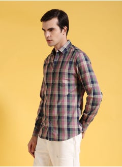 The Indian Garage Co Men Slim Fit Checkered Full Sleeves Cutaway Collar Casual Shirt  - Image 3