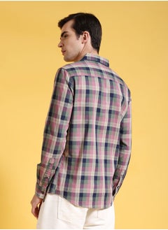 The Indian Garage Co Men Slim Fit Checkered Full Sleeves Cutaway Collar Casual Shirt  - Image 2