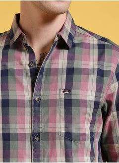 The Indian Garage Co Men Slim Fit Checkered Full Sleeves Cutaway Collar Casual Shirt  - Image 4