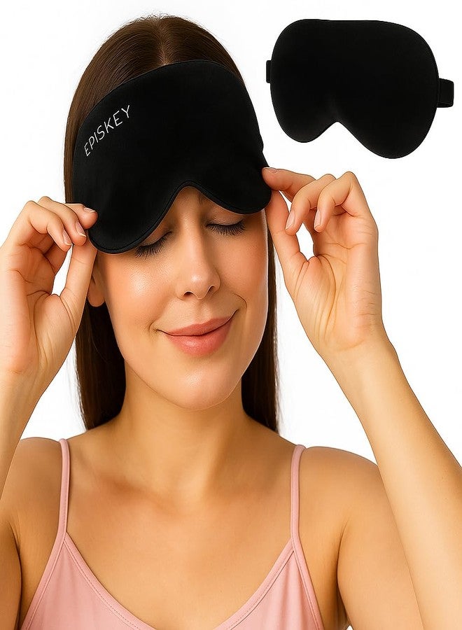 Episkey Premium Velvet Eye Sleep Mask for Men & Women | Soft Eye Mask for Sleeping | Adjustable Strap, 100% Light Blocking | Travel & Relaxation Eye Cover for Deep Sleep (BLCK_VLVT) - Image 1