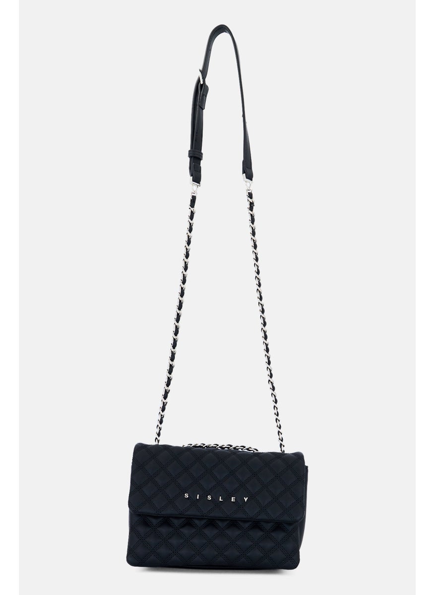 SISLEY Women Brand Logo Shoulder Bag, Black  - Image 1