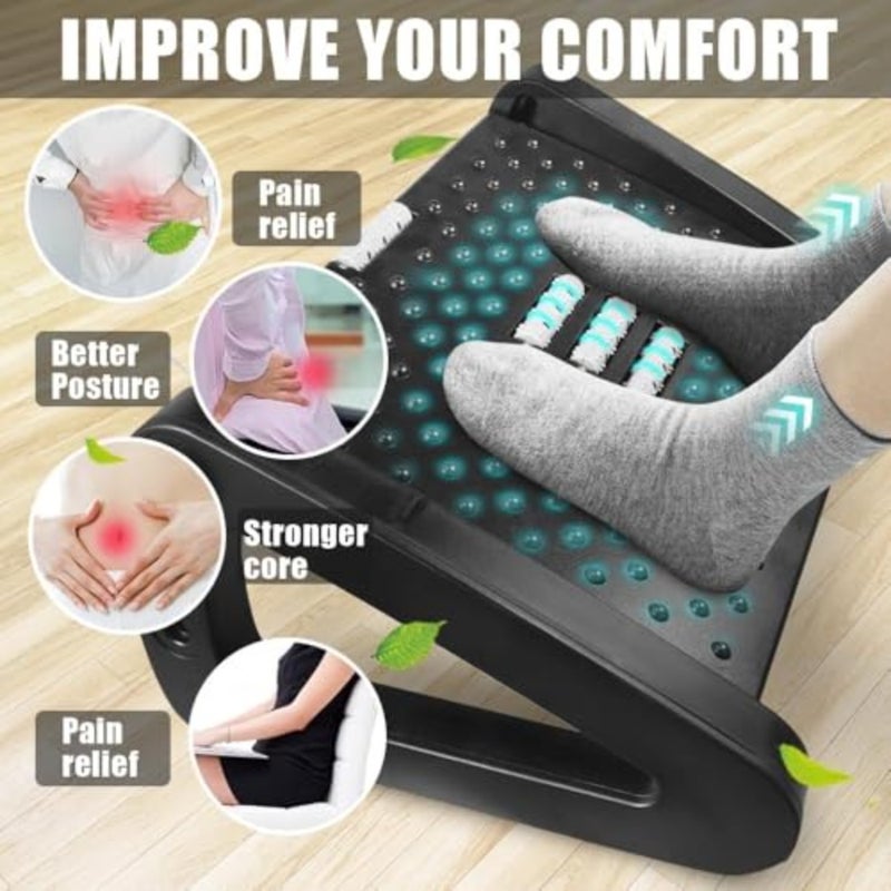 مخزن كهربائي قابل للتعديل من جانب مكتب إرغونوميك (Ergonomic Office Foot Stool Adjustable Height Surface Black For Home, Office, and Desk Use Non-Slip Base, 3-Level Height Adjustment, 12.5 x 10.5 Inch Surface - Image 3